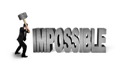 İmkansız 3d beton kelime beyaz izole çatlama 