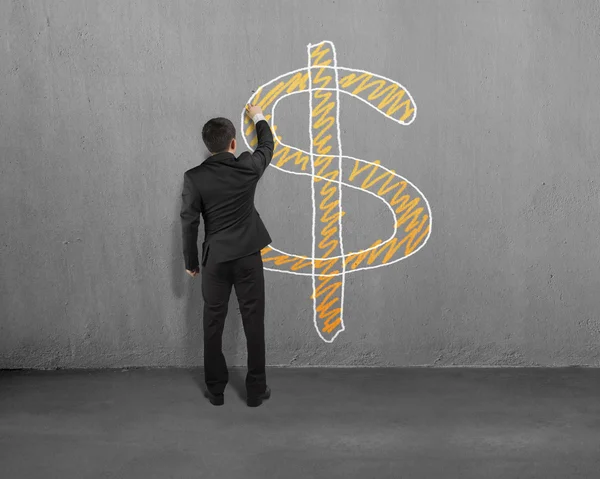 Drawing money symbol on wall — Stock Photo, Image