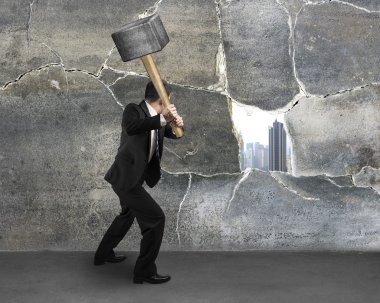 Beton duvar eski çatlama adam