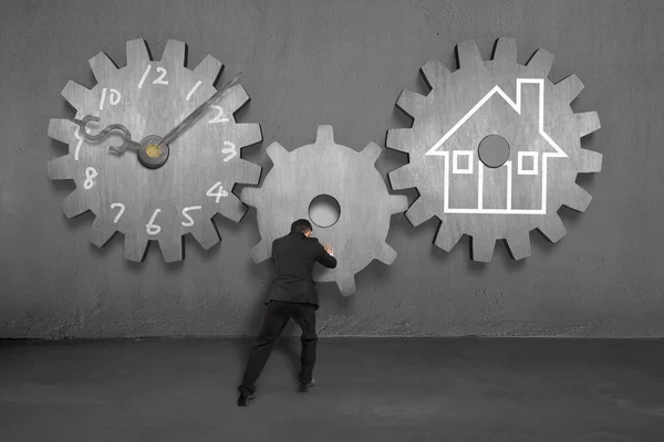 Connecting concrete gears for others — Stock Photo, Image