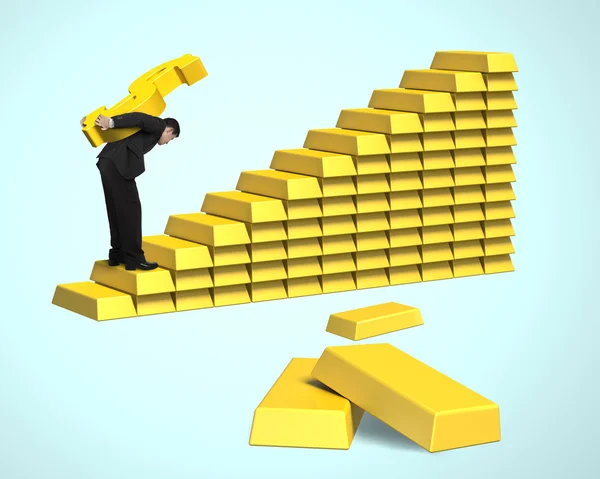 Účetní peníze na zlaté schody — Stock fotografie