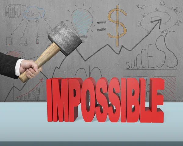 Cracking impossible 3D word on desk — Stock Photo, Image