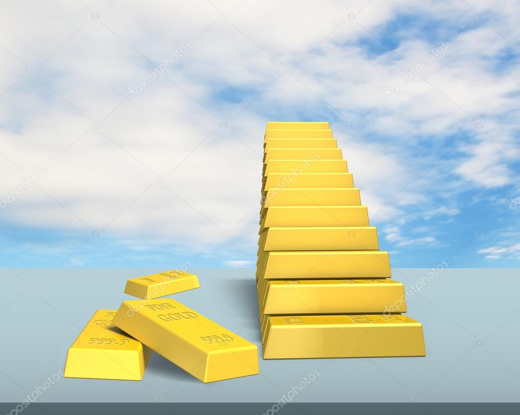 Stacking Bullion In Stairs Shape On Desk Stock Photo C Bruesw