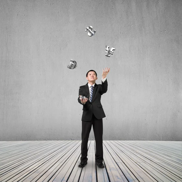 Businessman catch and throw money — Stock Photo, Image