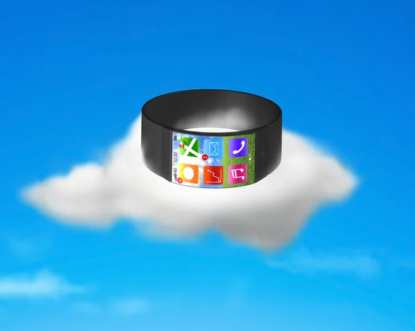초경량 곡선된 화면 smartwatch 구름에 — 스톡 사진