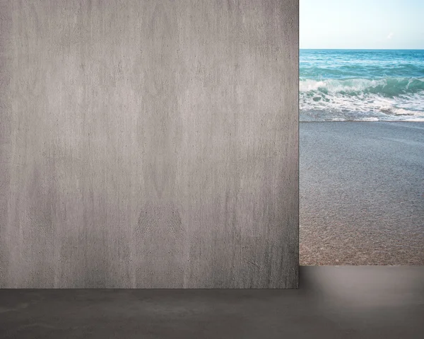Deniz Manzaralı beton duvar taşınıyor — Stok fotoğraf