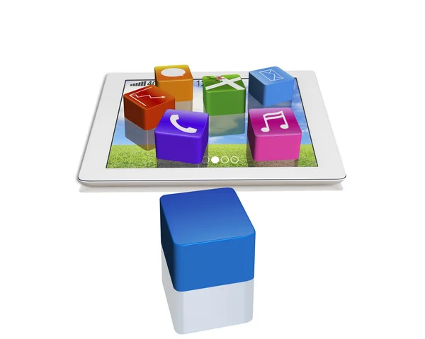 App pictogrammen op tablet met lege — Stockfoto