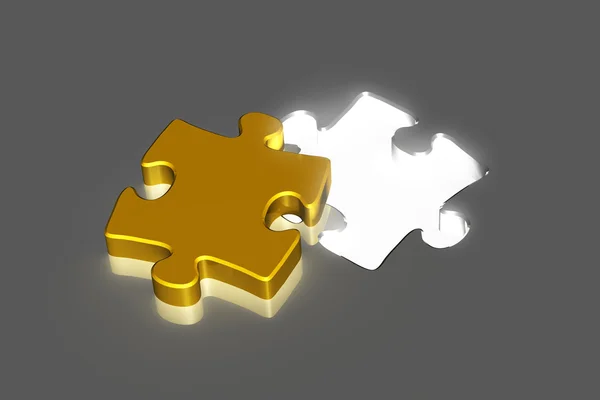 Golden puzzle piece with bright hole — Stock Photo, Image