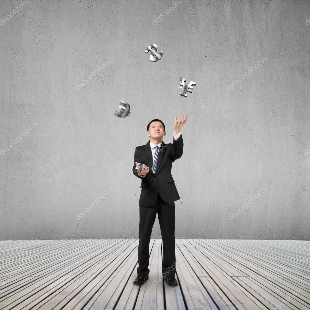 Businessman catch and throw money — Stock Photo © bruesw 57704261