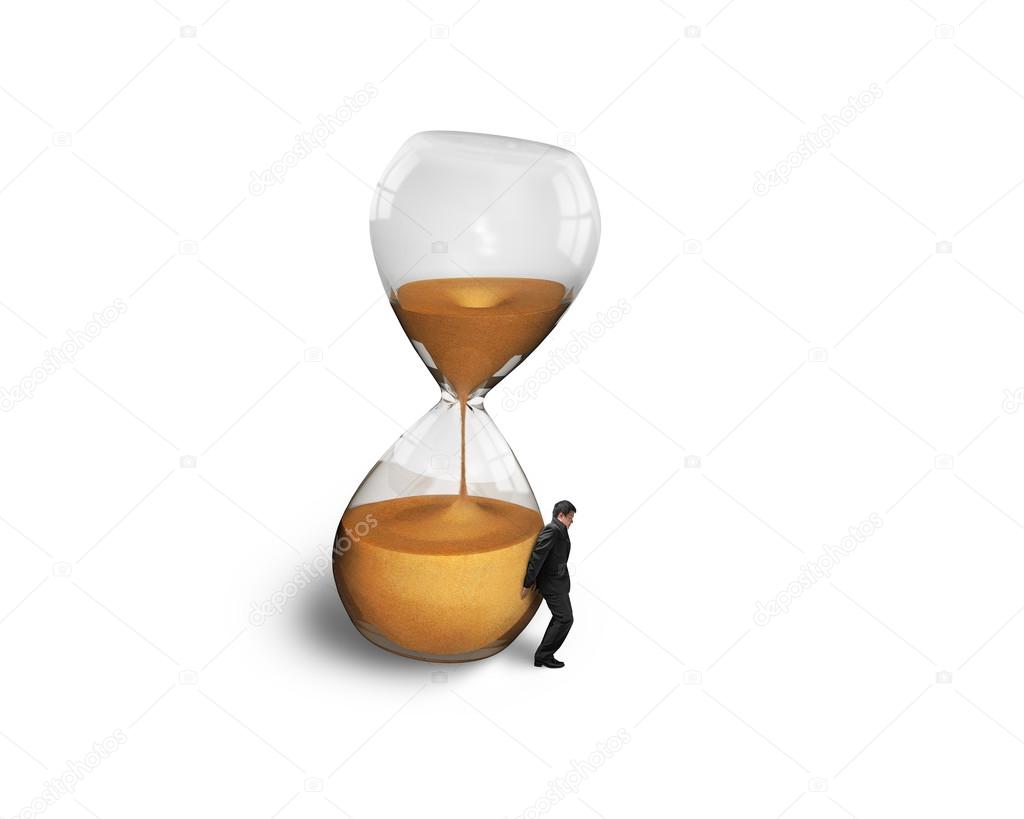 Man holding the tilt hourglass