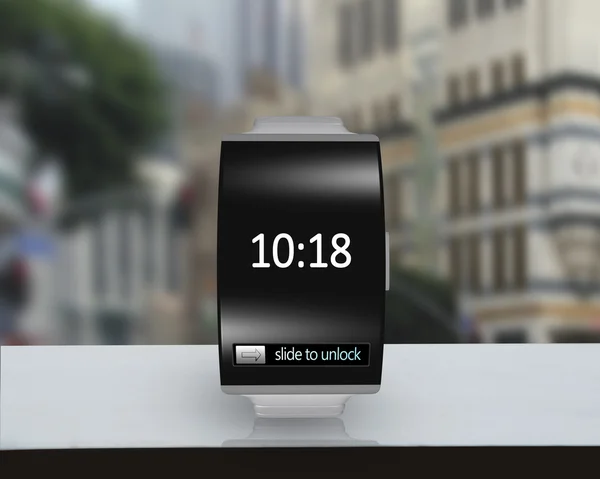 Ultra-lightweight black glass bent interface smartwatch with ste — Stock Photo, Image