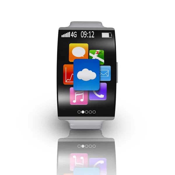 Ultra-ince kavisli ekran smartwatch metal kordonlu ile — Stok fotoğraf