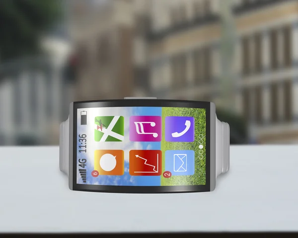 Ultralätt böjda gränssnitt smartwatch horisontell med stee — Stockfoto