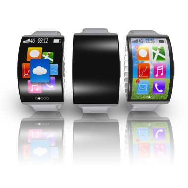 Ultra-ince kavisli ekran smartwatch metal watchban ile grup