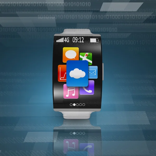 Ultralehký zakřivenou obrazovku smartwatch s ocelovými watchstrap — Stock fotografie