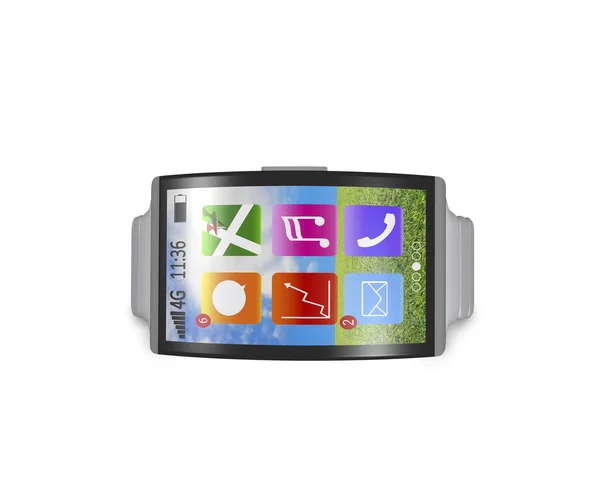 Ultra-thin bent interface smartwatch horizontal with metal watch — Stock Photo, Image