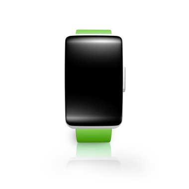 siyah boş cam kavisli ekran smartwatch parlak yeşil wat ile