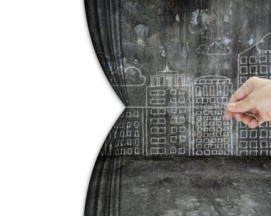 boş boş el çekme kirli cityscape karalamalar perde keşfetti