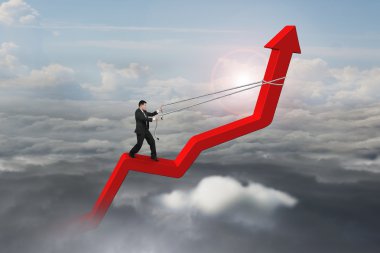 iş adamı kontrol ok yönü 3d kırmızı trend çizgisi