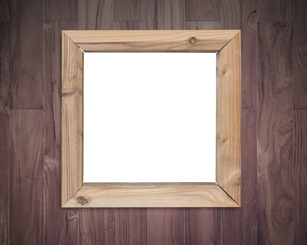 Placa branca em branco close-up com moldura de madeira — Fotografia de Stock