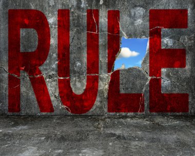 Kırmızı kural kelime gri grunge beton duvar