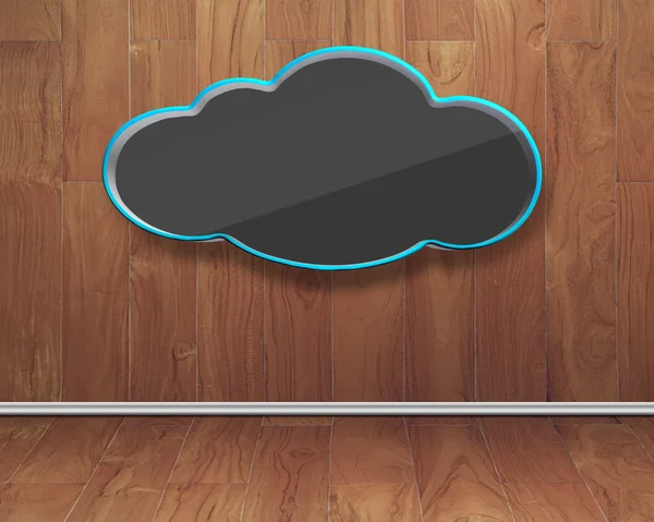 Lege zwarte wolk vorm met houten muren en vloeren — Stockfoto