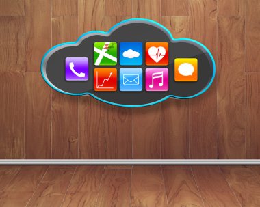 ahşap iç adam ile kara bulut renkli app simgeleri