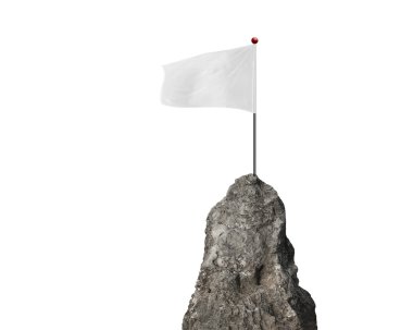 blank flag with the mountain peak isolated on white