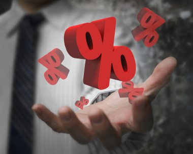 3D kırmızı yüzde belirtileri gösteren işadamı el