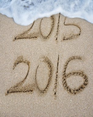 Yeni yıl 2016 yerine 2015 kum plaj 