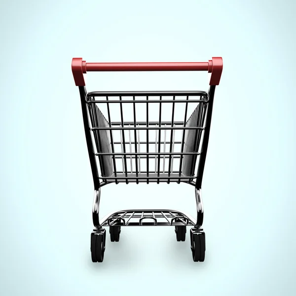 3D empty shopping cart rear view — Stock Photo, Image