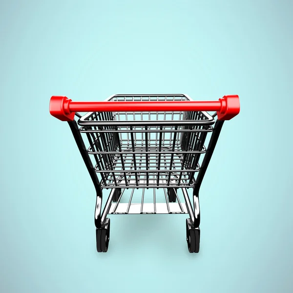 3D empty shopping cart rear view — Stock Photo, Image
