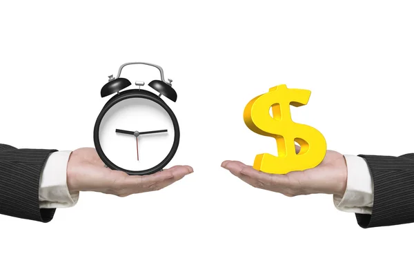 Dollar sign and alarm clock with two hands — Stock Photo, Image