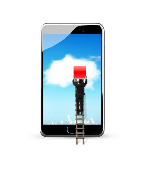 Szúró telefon fehér felhő alkalmazással — Stock Fotó