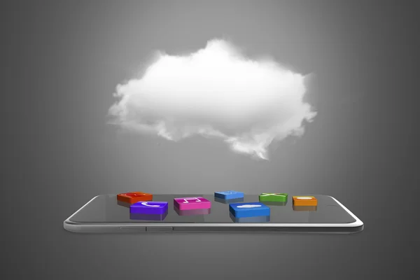Bloques de aplicaciones en la tableta inteligente con nube Imagen De Stock