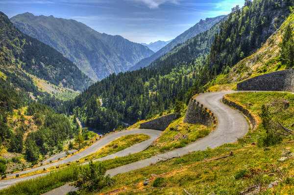 Winding Road in Pyrenees Mountains