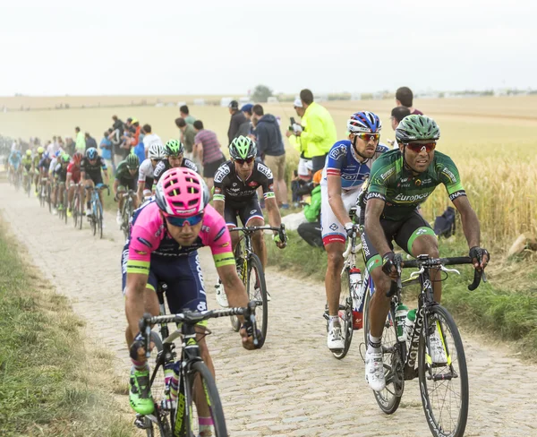 Bir Arnavut kaldırımlı yolda - Tour de France 2015 Peloton — Stok fotoğraf