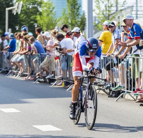 骑自行车的人 Jerome Coppel-环法自行车赛 2015 — 图库照片