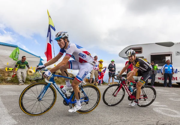 Dwaj rowerzyści-Tour de France 2015 — Zdjęcie stockowe