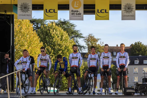 Chartres Francie Října 2019 Tým Riwal Readynez Cyklistika Pódiu Chartres — Stock fotografie