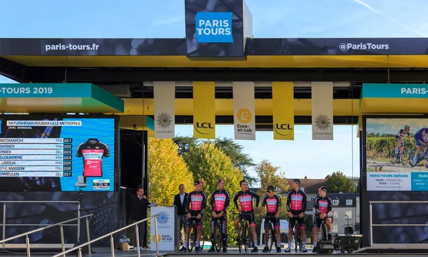 Chartres France October 2019 Team Natura4Ever Roubaix Lille Metropole Podium 스톡 사진