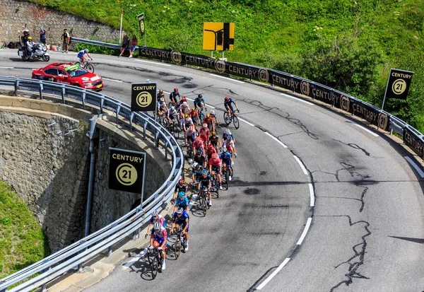 Port Envalira France Juillet 2021 Vue Aérienne Peloton Escaladant Route — Photo