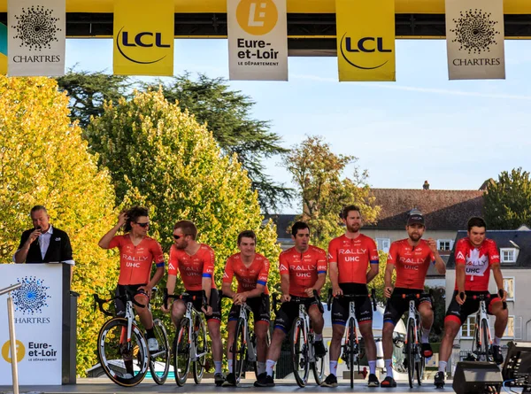 Chartres Francie Října 2019 Team Rally Uhc Cyklistika Pódiu Chartres — Stock fotografie