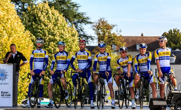 Chartres Francia Octubre 2019 Team Sport Vlaanderen Baloise Está Podio — Foto de Stock