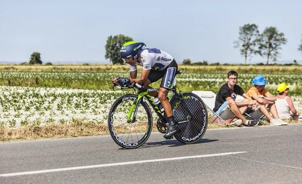 El ciclista Nairo Alexander Quintana Rojas- Jersey blanca — Foto de Stock