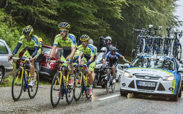 Zespół Tinkoff - Saxo i Alberto Contador w bólu — Zdjęcie stockowe