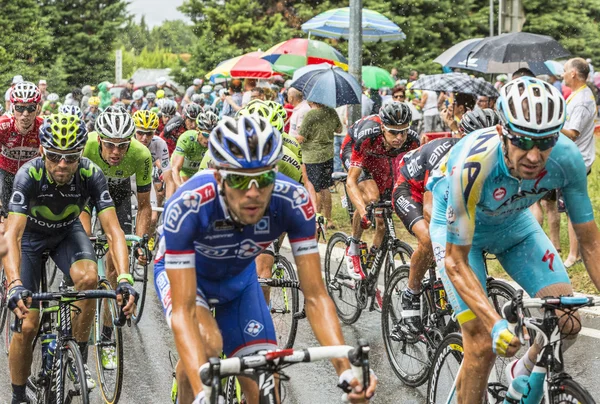 Binnen het Peloton in de regen — Stockfoto