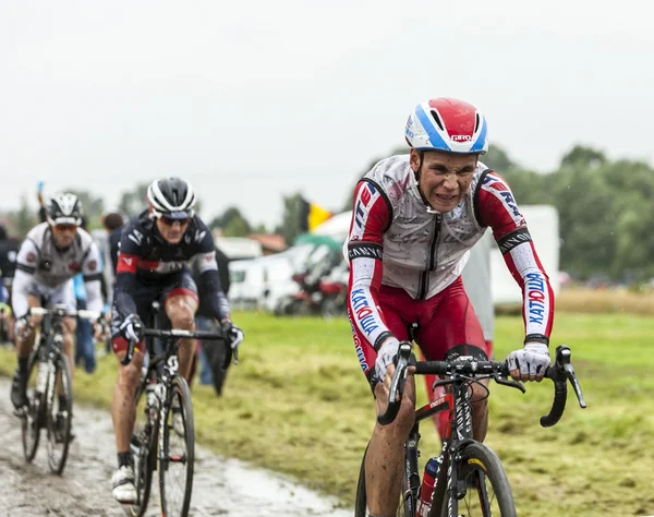 The Cyclist Joaquim Rodriguez on a Cobbled Road - Tour de France — Stock Photo, Image
