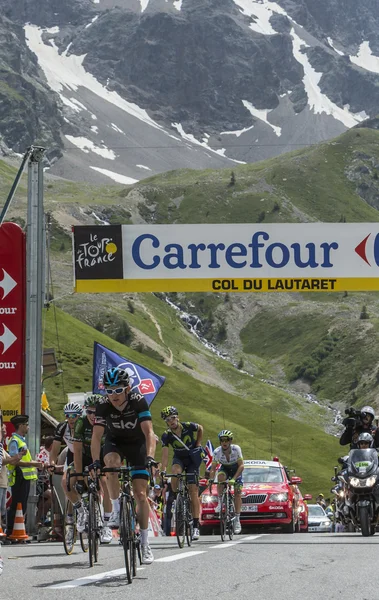 Rowerzysta Geraint Thomason Col du Lautaret kompleks mieści - Tour de France 2014 — Zdjęcie stockowe