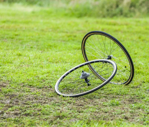 Пара велосипедных колес — стоковое фото